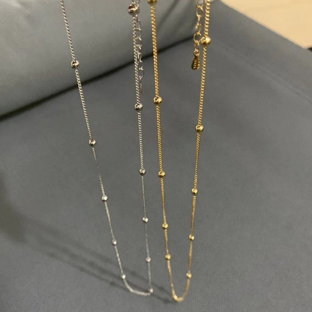 *NEW 925 Sterling Silver Simple Bead Necklace - Picture 3 of 11